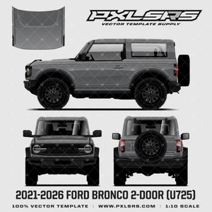 2012-2026 Ford Bronco 2-Door (U725) '100% Vector' Template
