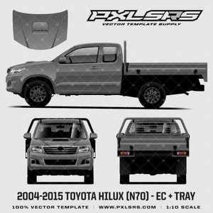 2004-2015 Toyota Hilux (N70) - Extra Cab + Tray  '100% Vector' Template