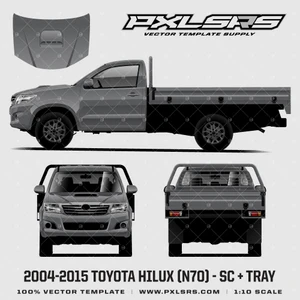 2004-2015 Toyota Hilux (N70) - Single Cab + Tray  '100% Vector' Template