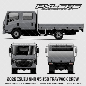 2026 Isuzu ELF / N-Series Traypack (NNR) Crew Cab - Vector Template