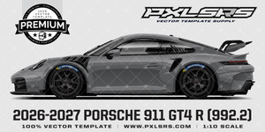 2026-2027 Porsche 911 GT4 R (992.2) Side 'Premium' Vector Template