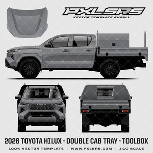 2026 Toyota Hilux Travo Double Cab + Tray - Toolbox '100% Vector' Template