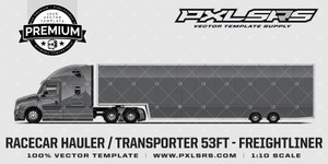 Racecar Hauler / Transporter 53ft - Freightliner - Side 'Premium' Vector Template