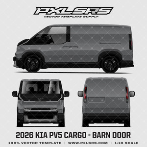 2026 Kia PV5 Van - Cargo - Barn Door '100% Vector' Template