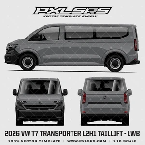 2024-2026 Volkswagen T7 Transporter LWB (L2H1) Taillift  'Vector' Template - Cargo