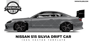 Nissan S15 Silvia (200sx) Drift Car 'Premium' Vector Template Nissan S15 Silvia (200sx) Drift Car 'Premium' Vector Template