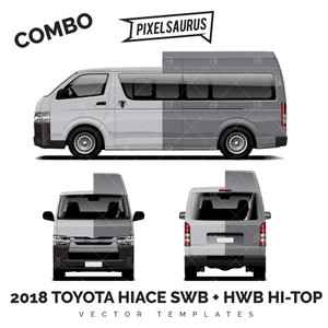 2018 Toyota Hiace / Regius Ace SWB + LWB Hi Roof vector Template 2018 Toyota Hiace / Regius Ace SWB + LWB Hi Roof vector Template