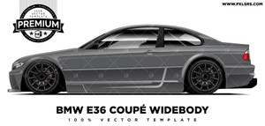 BMW E36 Coupé Widebody 'Premium' Vector Template BMW E36 Coupé Widebody 'Premium' Vector Template