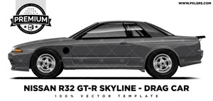 Nissan R32 GT-R Skyline - Drag Car 'Premium' Vector Template Nissan R32 GT-R Skyline - Drag Car 'Premium' Vector Template