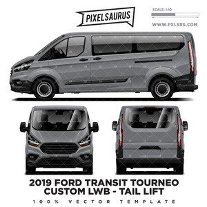 2019 Ford Transit Tourneo Custom LWB (Taillift) Vector Template 2019 Ford Transit Tourneo Custom LWB (Taillift) Vector Template