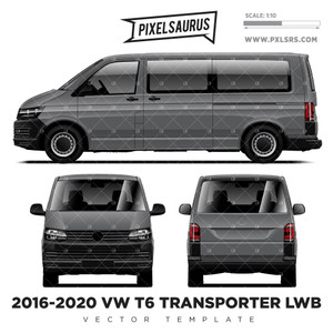 2016-2020 Volkswagen T6 Transporter LWB (L2H1) vector Template 2016-2020 Volkswagen T6 Transporter LWB (L2H1) vector Template