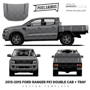 2013-2015 Ford Ranger PX1 Double Cab + Tray Vector Template