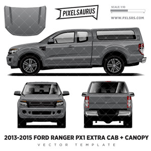 2013-2015 Ford Ranger PX1 Extra Cab + Canopy Vector Template 2013-2015 Ford Ranger PX1 Extra Cab + Canopy Vector Template