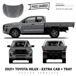 2021 Toyota Hilux Extra Cab + Tray '100% Vector' Template 2021 Toyota Hilux Extra Cab + Tray '100% Vector' Template