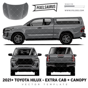 2021 Toyota Hilux Extra Cab + Canopy '100% Vector' Template 2021 Toyota Hilux Extra Cab + Canopy '100% Vector' Template