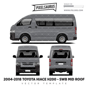 2004-2018 Toyota Hiace / Regius Ace (H200) SWB - Mid Roof  vector Template 2004-2018 Toyota Hiace / Regius Ace (H200) SWB - Mid Roof  vector Template