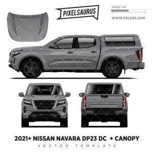 2021+ Nissan Navara NP300/D23 (Frontier) Double Cab + Canopy Vector Template 2021+ Nissan Navara NP300/D23 (Frontier) Double Cab + Canopy Vector Template
