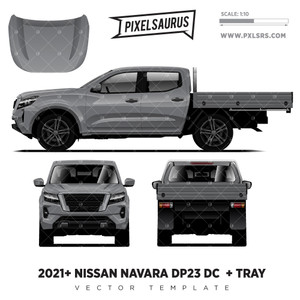 2021+ Nissan Navara NP300/D23 (Frontier) Double Cab + Tray Vector Template 2021+ Nissan Navara NP300/D23 (Frontier) Double Cab + Tray Vector Template