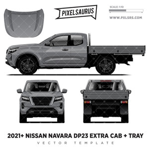 2021+ Nissan Navara NP300/D23 (Frontier) Extra Cab + Tray Vector Template 2021+ Nissan Navara NP300/D23 (Frontier) Extra Cab + Tray Vector Template