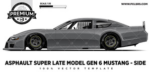 Asphalt Super Late Model Mustang Gen 6  - Side 'Premium' Vector Template Asphalt Super Late Model Mustang Gen 6  - Side 'Premium' Vector Template