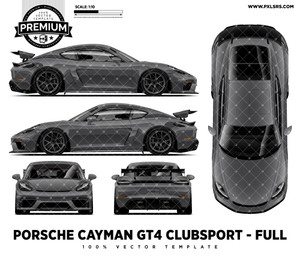 Porsche Cayman 981 GT4 Clubsport - Full 'Premium' Vector Template Porsche Cayman 981 GT4 Clubsport - Full 'Premium' Vector Template