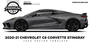 2020-21 Chevrolet C8 Corvette Stingray - Side 'Premium' Vector Template 2020-21 Chevrolet C8 Corvette Stingray - Side 'Premium' Vector Template