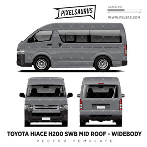 2018 Toyota Hiace / Regius Ace (H200) SWB - Mid-Roof Widebody vector Template 2018 Toyota Hiace / Regius Ace (H200) SWB - Mid-Roof Widebody vector Template