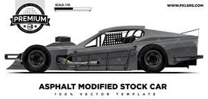 Asphalt Modified Stock Car - Side 'Premium' Vector Template Asphalt Modified Stock Car - Side 'Premium' Vector Template