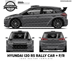 Hyundai i20 R5 Rally Car 'Premium' Side/Front/Rear Vector Template Hyundai i20 R5 Rally Car 'Premium' Side/Front/Rear Vector Template
