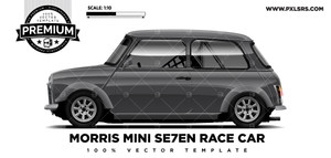 Morris Mini Se7en Race Car Side 'Premium' Vector Template Morris Mini Se7en Race Car Side 'Premium' Vector Template