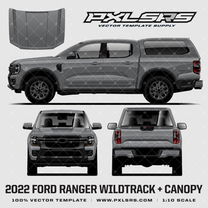 2022-2023 Ford Ranger Wildtrack + Canopy - Double Cab '100% Vector' Template 2022-2023 Ford Ranger Wildtrack + Canopy - Double Cab '100% Vector' Template