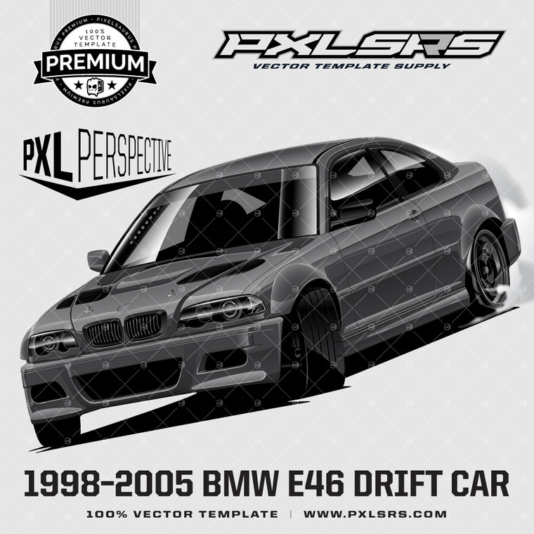 1998–2005 BMW E46 DRIFT CAR 'Premium Perspective' 100% Vector Template