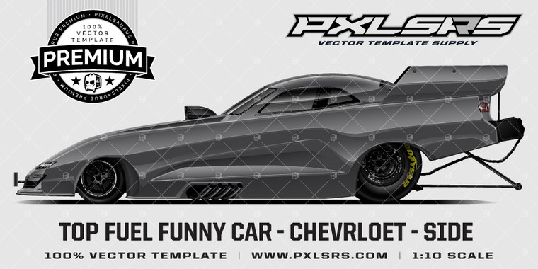 Top Fuel Funny Car - Chevrolet Camaro Drag Car 'Premium Side' Vector Template