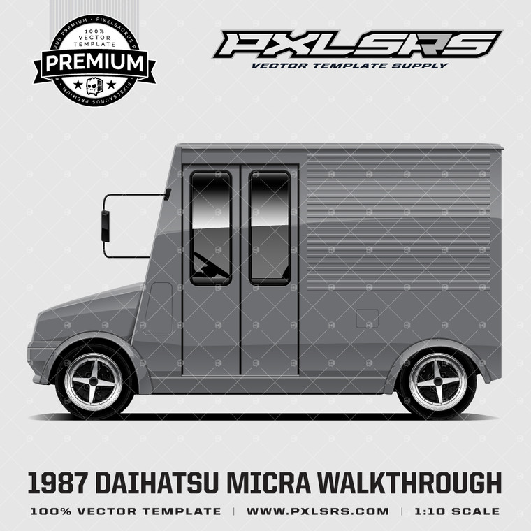 1987 Daihatsu Mira Walkthrough Van 'PREMIUM' Vector Template