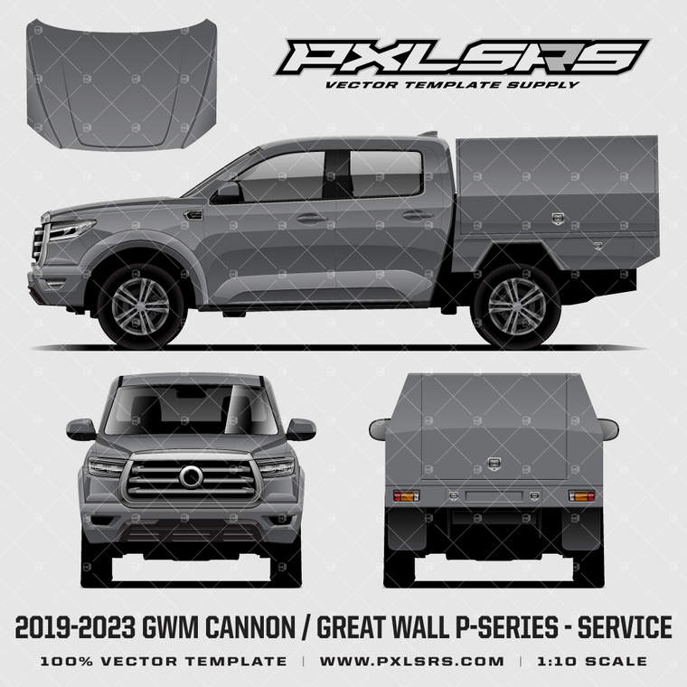 2019-2023 GWM Cannon / Great Wall P-Series Double Cab + Service '100% Vector' Template