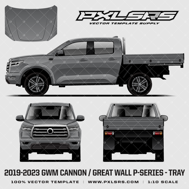 2019-2023 GWM Cannon / Great Wall P-Series Double Cab + Tray '100% Vector' Template