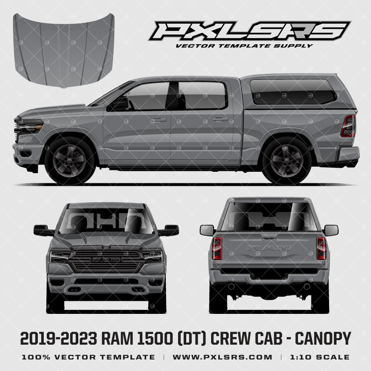 2019-2023 Dodge Ram 1500 (DT) Crew Cab + Canopy '100% Vector' Template