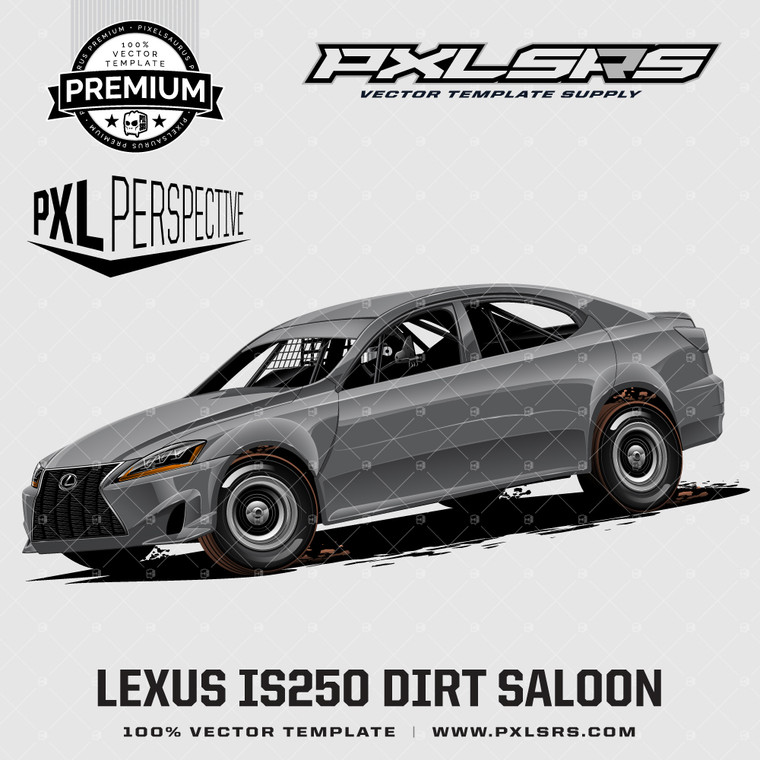 Lexus IS250 Dirt Sedan Front 3/4 'Premium Perspective' 100% Vector Template