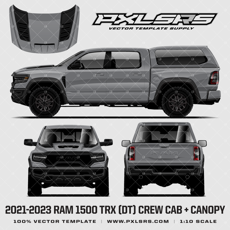 2020-2023 Ram 1500 TRX (DT) Crew Cab + Canopy '100% Vector' Template