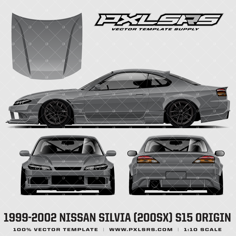 1999-2002 NISSAN SILVIA (200sx) S15 ORIGIN LABO  Drift Car Vector Template