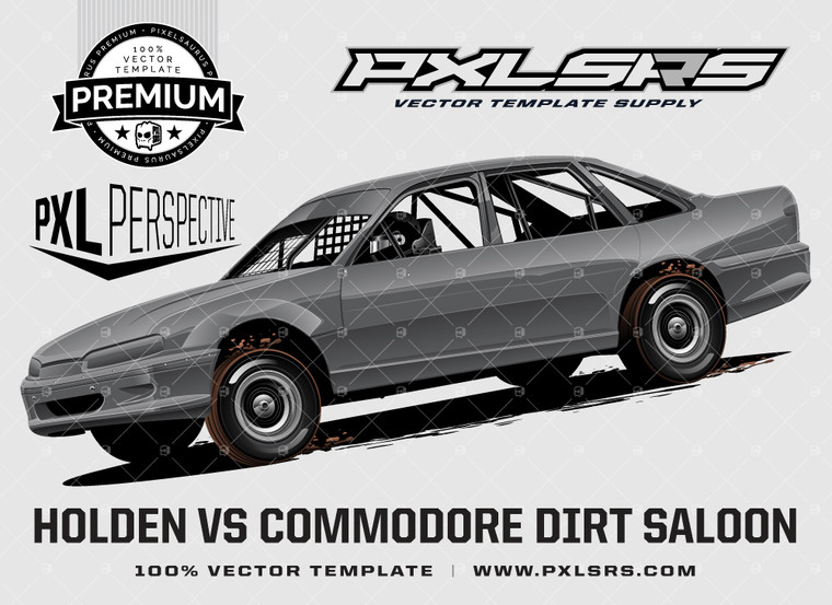 Holden VS Commodore Dirt Sedan Front 3/4 'Premium Perspective' 100% Vector Template