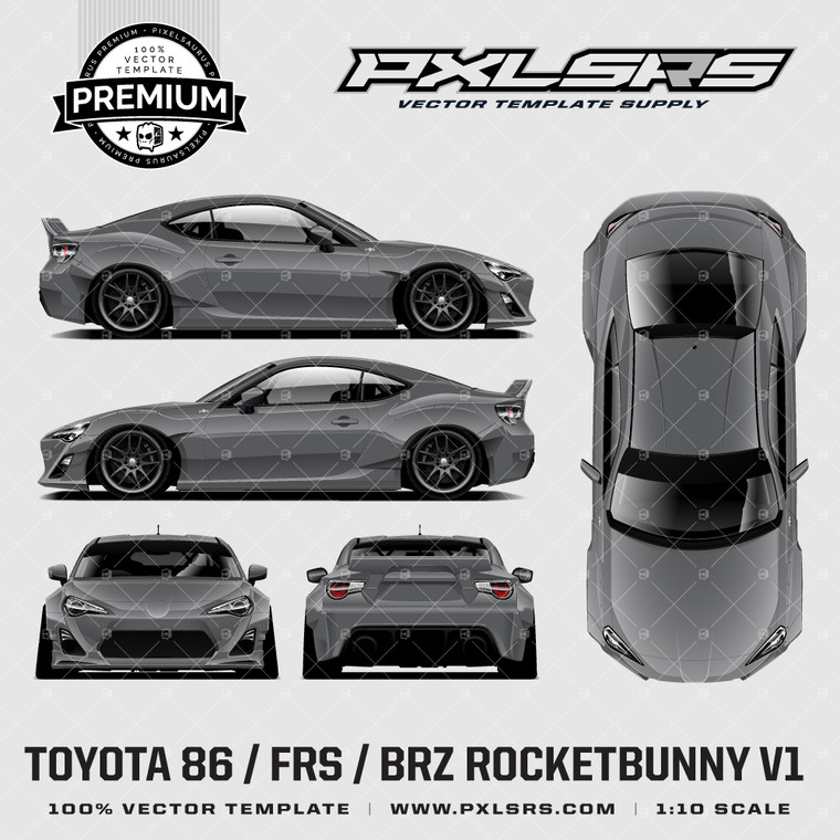 TOYOTA GT86 / FRS / BRZ ROCKETBUNNY V1 - FULL  'Premium' Vector Template