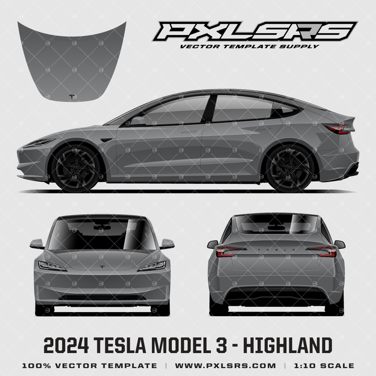 2024 Tesla Model 3 Highland '100% Vector' Template