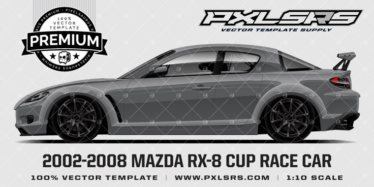 2002-2008 Mazda RX8 Cup Race Car - Side  'Premium' Vector Template