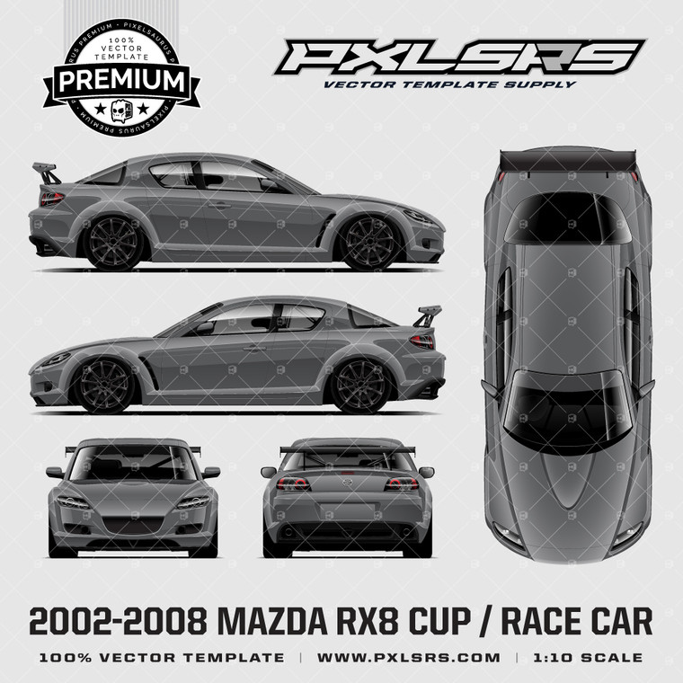 2002-2008 Mazda RX8 Cup / Race Car - Full  'Premium' Vector Template