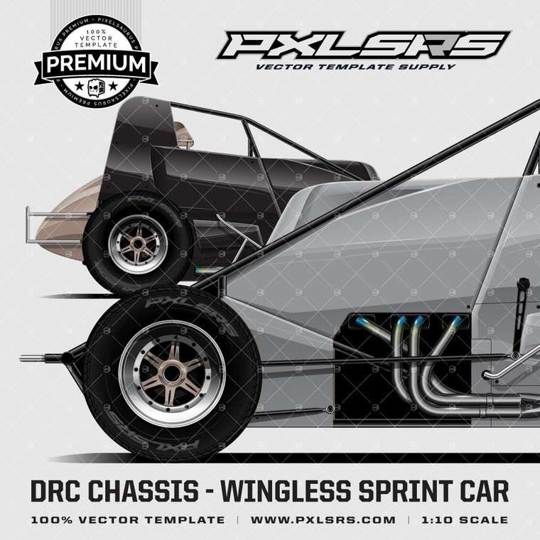 DRC Chassis - Wingless Sprintcar 'Premium' Vector Template - Pixelsaurus