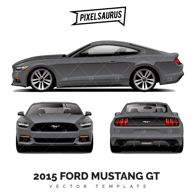 2015 Ford Mustang GT Vector Template - Pixelsaurus