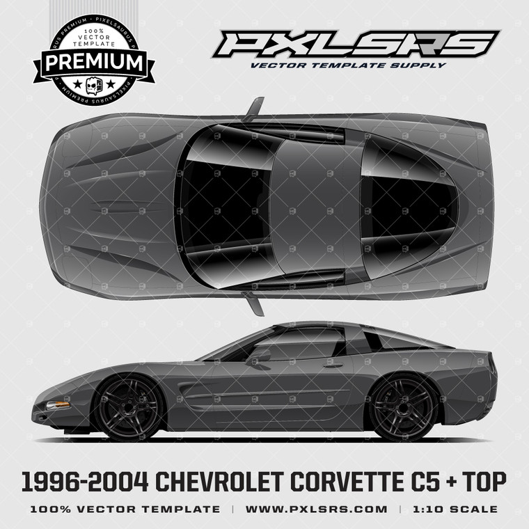 1996-2004 CHEVROLET CORVETTE C5 + TOP 'Premium' Vector Template