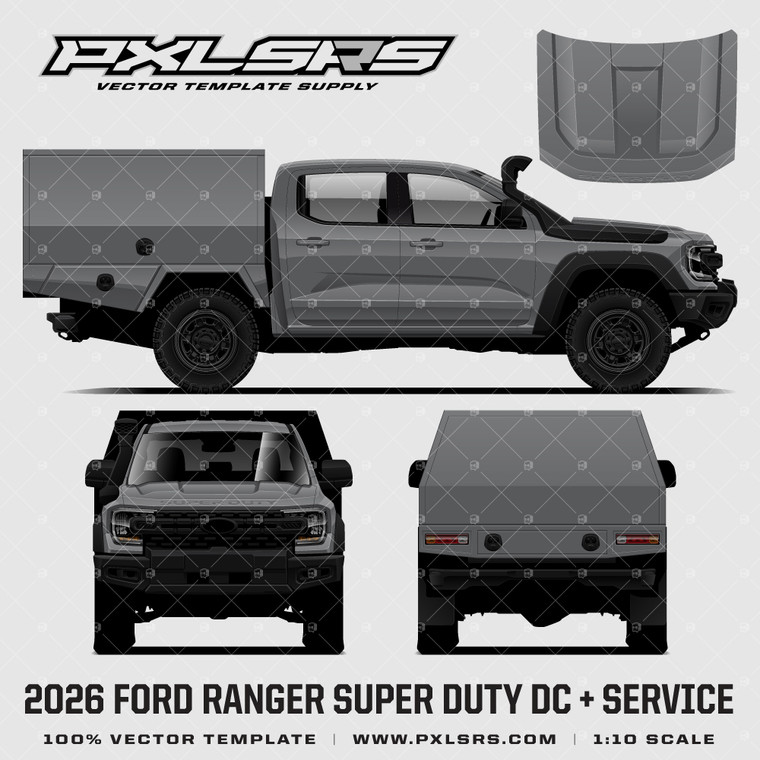 2026 Ford Ranger Super Duty - Double Cab + Service '100% Vector' Template