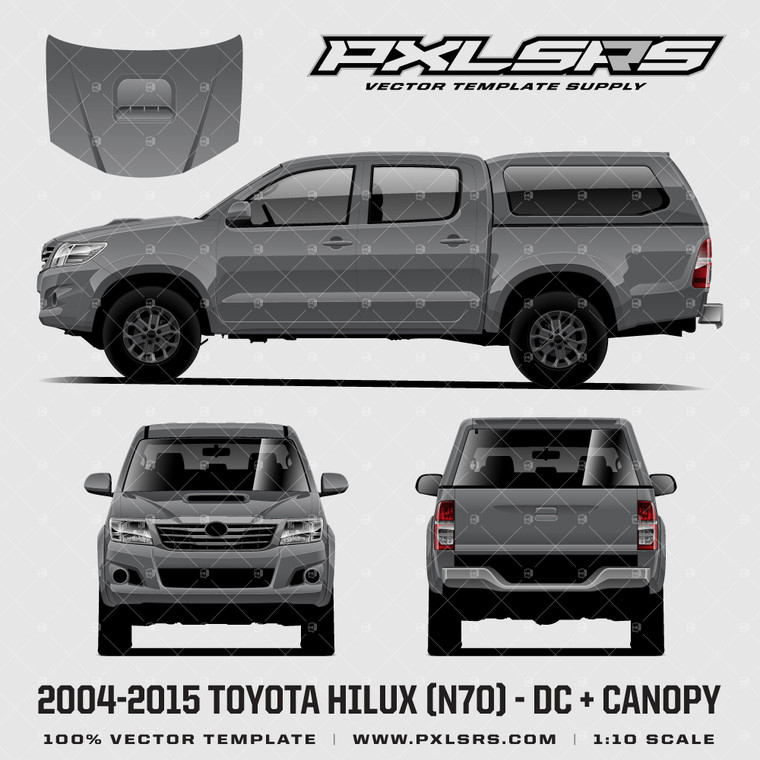 2004-2015 Toyota Hilux (N70) - Double Cab + Canopy '100% Vector' Template
